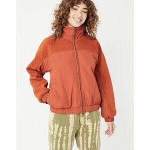 Wild Fable Women's‎ Full Zip-Up Fleece Jacket Orange Penny Size Medium